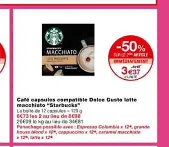 Monoprix Cafe Capsules Compatible Dolce Gusto Latte Macchiato Starbucks offre