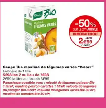 Soupe Bio Mouline de Legumes Varies Knorr