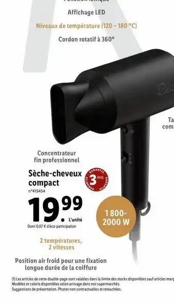 Lidl Sèche-cheveux compact offre