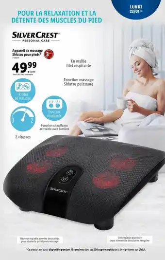 Lidl Appareil de massage shiatsu pour pieds silver crest offre