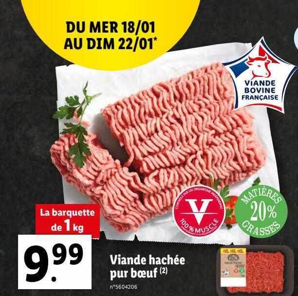 Promo Viande hachée pur bœuf chez Lidl