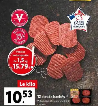 Lidl 12 steaks hachés offre