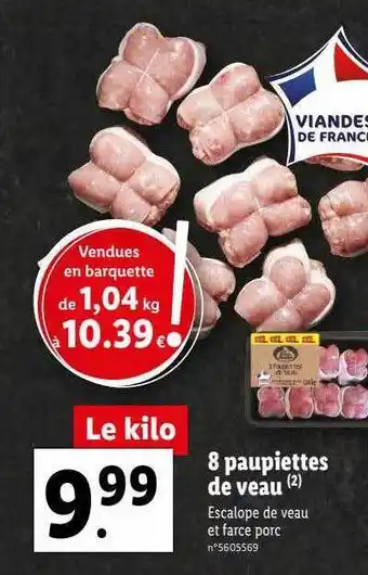Lidl 8 paupiettes de veau offre