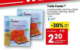 Lidl Truite fumée nautica offre