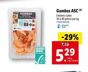Lidl Gambas asc offre