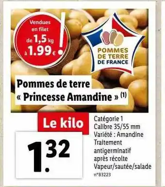 Lidl Pommes de terre «princesse amandine» offre