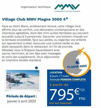 Lidl Village club mmv plagne 2000 4* offre
