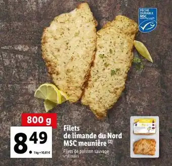 Lidl Filets de limande du nord msc meunière offre