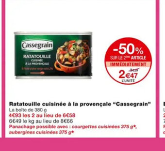 Monoprix Ratatouille Cuisinée à la provençale cassegrain offre