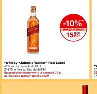 Monoprix Whisky Johnnie Walker red Label offre