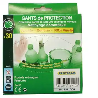 BoĂźte de 30 gants en vinyle pour entretien taille 10