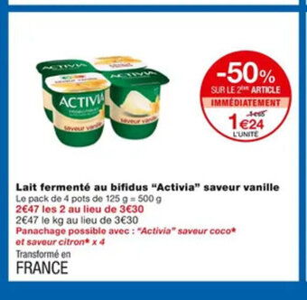 Monoprix Lait Fermente Au Bifidus Activia Saveur Vanille offre