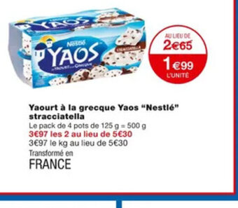 Monoprix Yaourt a La Grecque Yaos Nestle Stracciatella offre