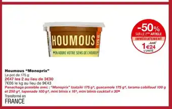 Monoprix Houmous Monoprix offre