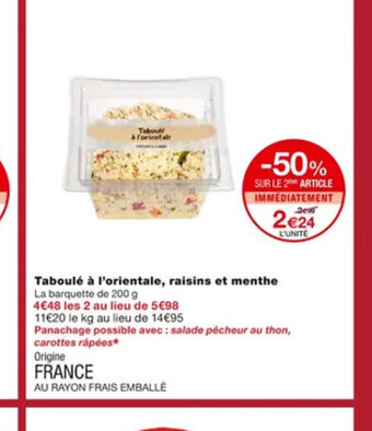 Monoprix Taboule a l'Orientale raisins Et Menthe offre