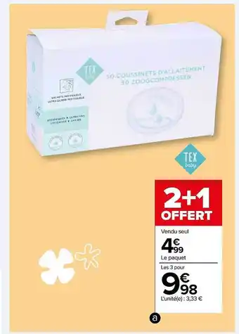 Carrefour Coussinets d'allaitement tex baby offre