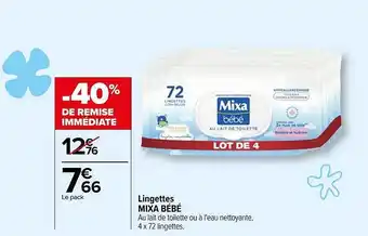 Carrefour Lingettes mixa bébé offre