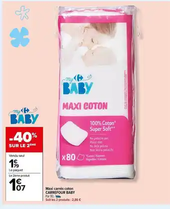 Carrefour Maxi carrés coton carrefour baby offre