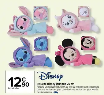 Carrefour Peluche disney jour nuit 25 cm offre