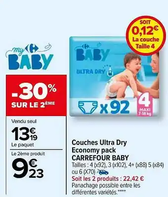 Carrefour Couches ultra dry economy pack carrefour baby offre