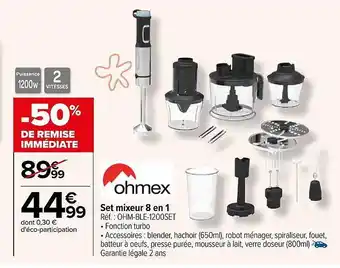 Carrefour Set mixeur 8 en 1 ohmex offre