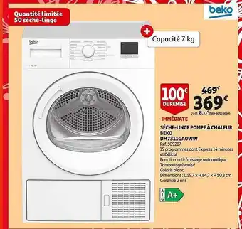 Auchan Sèche-linge pompe à chaleur beko offre