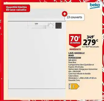 Auchan Lave-vaisselle beko offre