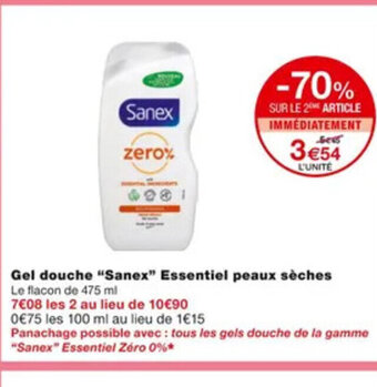 Monoprix Gel Douche Sanex Essentiel Peaux Seches offre