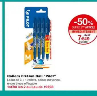Monoprix Rollers Frixion Ball Pilot offre