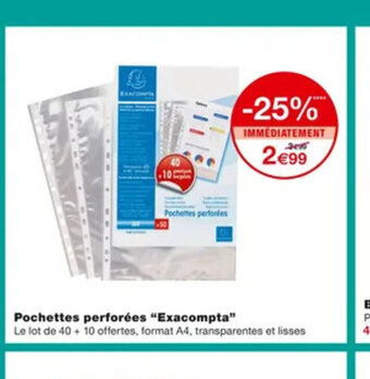 Monoprix Pochettes Perforees Exacompta offre