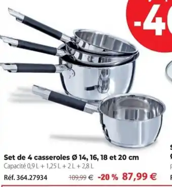 Mathon Set de 4 Casseroles 14,16,17 Et 20m offre
