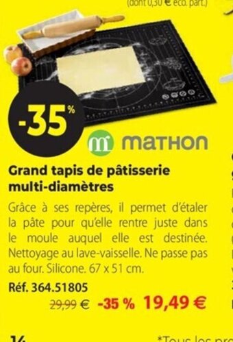 Mathon Grand Tapis de Pâtisserie Multi-Diamètres offre