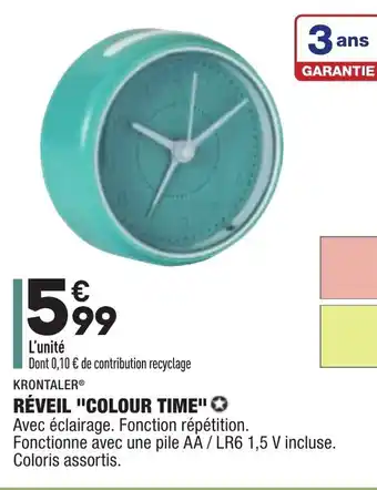 ALDI Réveil Colour Time offre