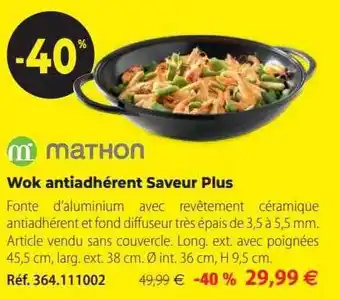 Mathon Wok antiadhérent saveur plus mathon offre