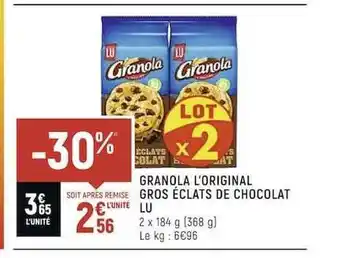 Granola l'original gros éclats de chocolat lu