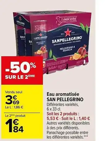 Carrefour Market Eau aromatisée san pellegrino offre