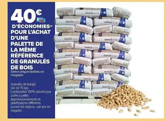 Carrefour Market Une palette de la même référence de granulés de bois offre