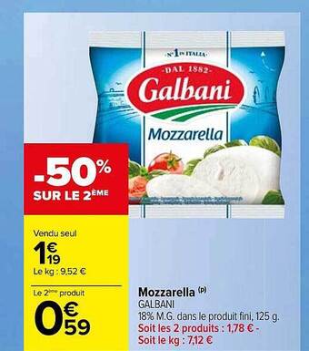 Carrefour Mozzarella galbani offre
