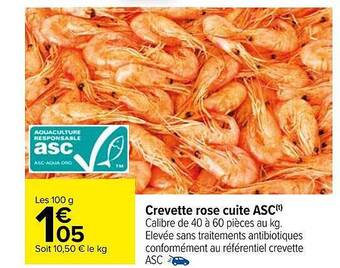 Carrefour Crevette rose cuite asc offre
