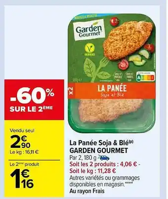 Carrefour La panée soja & blé garden gourmet offre