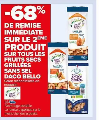 Carrefour Fruits secs grillées sans sel daco bello offre