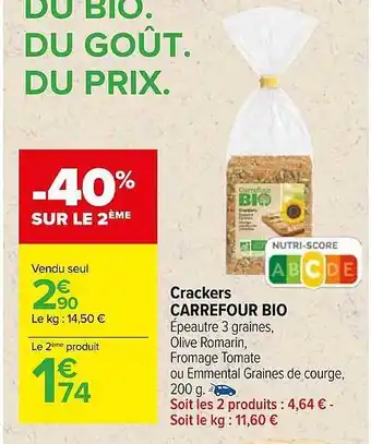 Carrefour Crackers carrefour bio offre