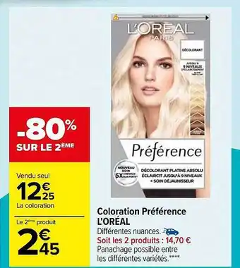 Coloration préférence l'oréal