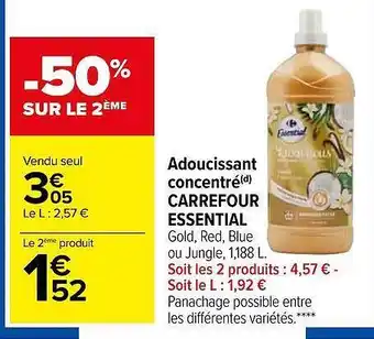 Carrefour Adoucissant concentré carrefour essential offre