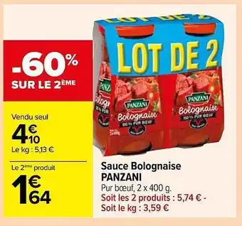 Carrefour Sauce bolognaise panzani offre