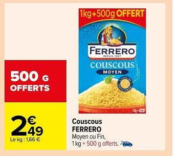 Carrefour Couscous ferrero offre