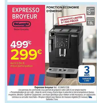 Carrefour Epresso broyeur delonghi offre