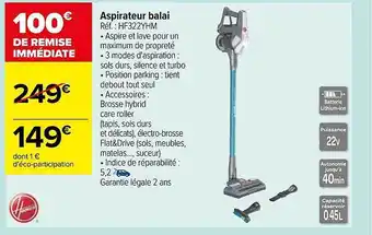 Carrefour Aspirateur balai hoover offre