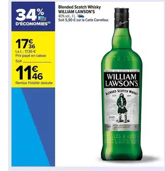 Carrefour Blended scotch whisky william lawson's offre