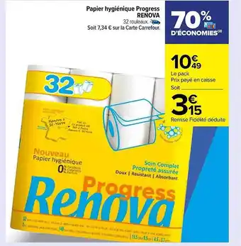Carrefour Papier hygiénique progress renova offre